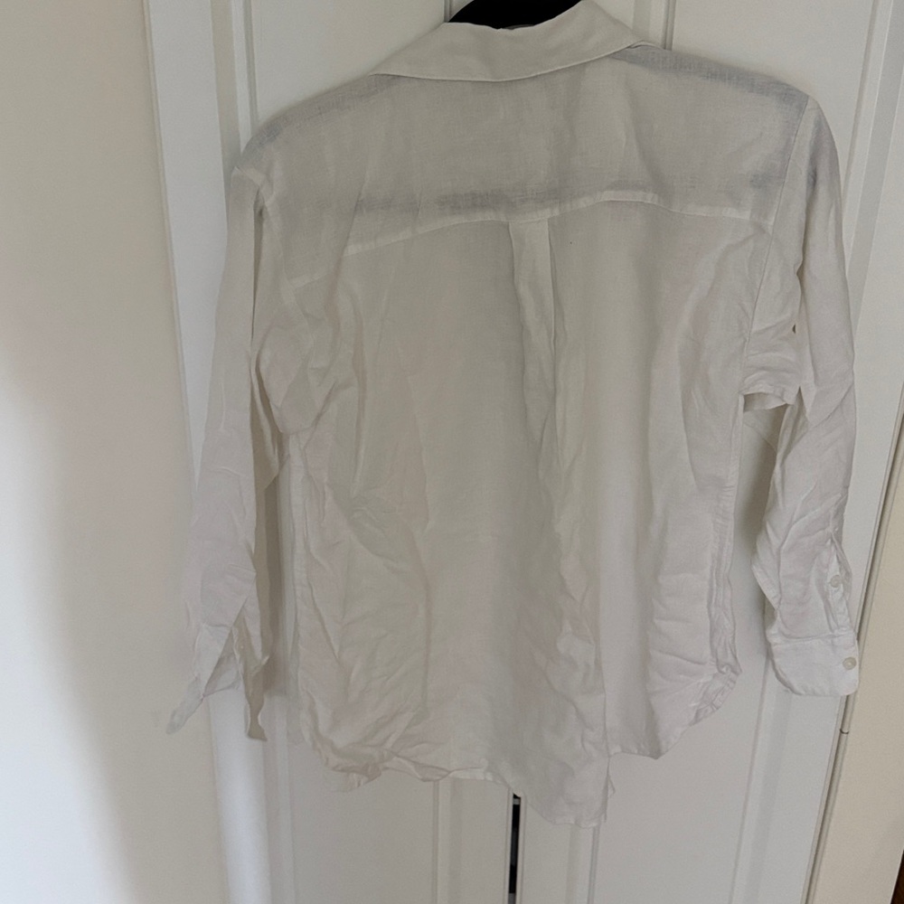 ☀️LOFT Linen White Blouse with Collar - Picture 6 of 6